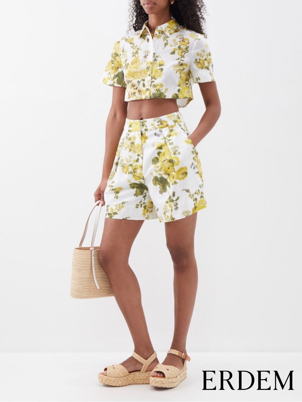 Erdem **Nwt** Afrodite Floral Print Short Sleeve Cropped Top